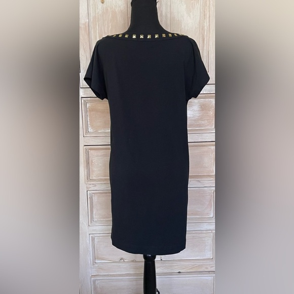 Love Moschino T-Shirt Dress Sz 6 ‘Punk Cake" Black Graphic Gold Studs Goth-nwt - Picture 3 of 9